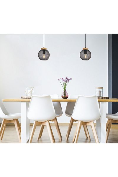 Globo Lighting Pablo 15663H pendant lamp, 1xE27, matt black+brown, IP20, Globo
