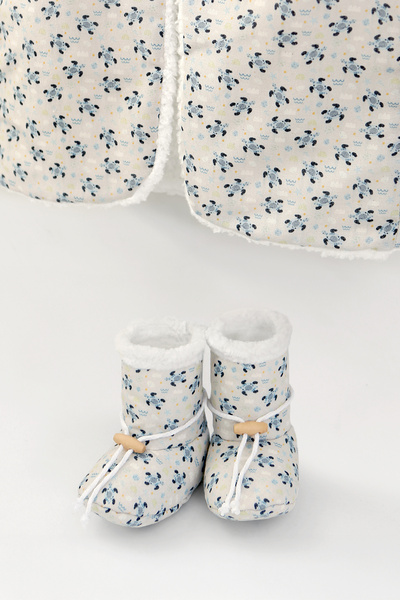 HAMUR Unisex Vest and Booties Set Set of 2 Double Sided Buttoned Newborn Cotton Sheep Feather Moi