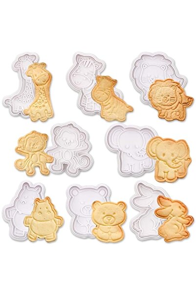 Generic 8pcs Cookie Cutters Stamper, Animal Cookie Cutters 8 Pcs Fondant Cutt...