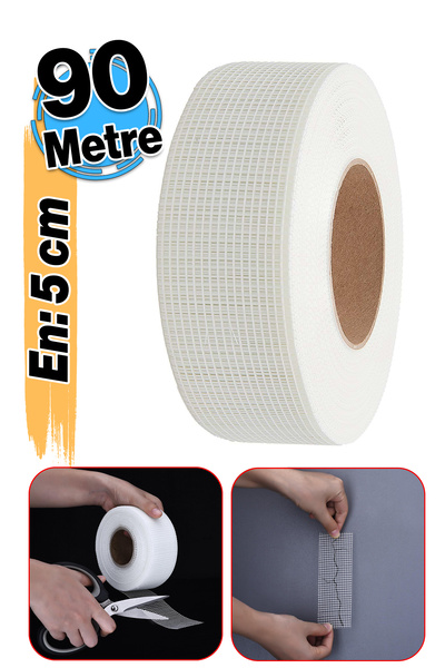Badem10 Yapışkanlı Derz Bandı 90 Metre İç Dış Cephe Sıva Filesi 5 cm Tamir Sı...