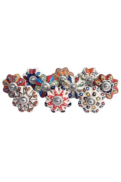 Generic مقابض سحب سيراميكية مطلية يدويًا متعددة الألوان من رويال كرافت لخزانة...