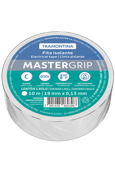 TRAMONTINA شريط كهربائي أبيض من الفئة C، 10 أمتار - مقاوم للهب، عازل، عالي ال...