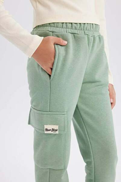 DeFacto Cargo Pocket Waist Elastic Leg Jogger Light Green Girl's Pants D2872A8/Gn1125