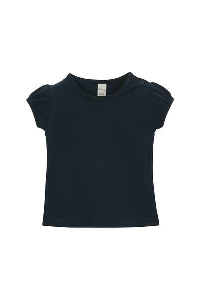 LOVETTI Dark Navy Blue Basic Baby Girl Snap Zero Neck Watermelon Sleeve T-Shirt