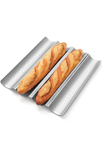 Generic صينية خبز بافسرمي، صينية خبز باجيت مثقبة غير لاصقة فاخرة لخبز الخبز ا...