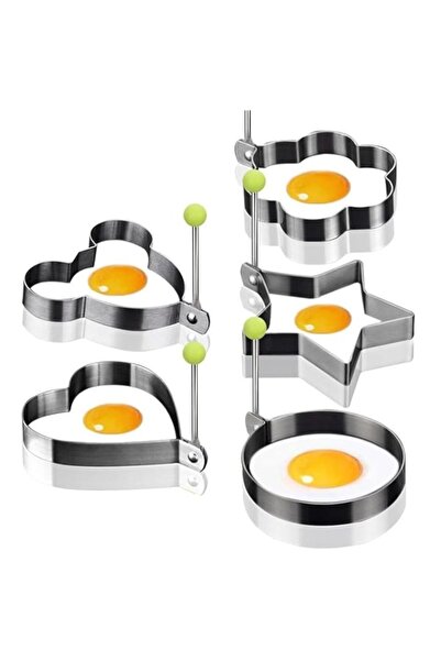 Generic مجموعة من 5 قطع من قوالب حلقات البيض المقلي غير اللاصقة لصينية الشواء...