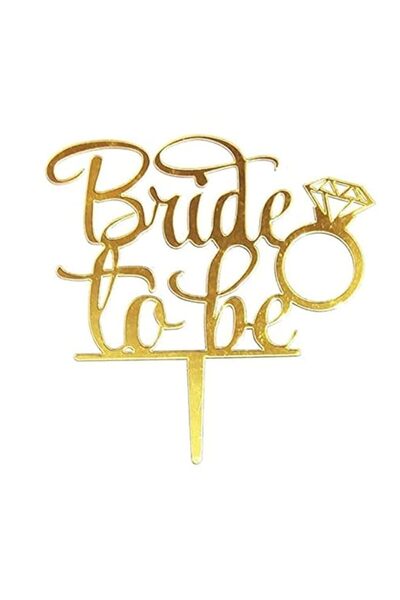 Generic غطاء كعكة العروسة الذهبي اللامع من خشب الآس - ديكورات حفلات توديع الع...