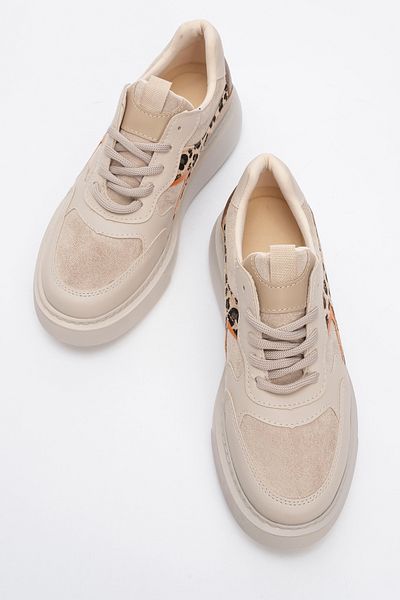 LuviShoes Drea Beige Patterned Women's Casual Sneakers