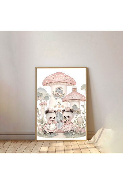 Dekorsiahome Pictură pentru cameră pentru copii cu rame din lemn dintr-o sing...