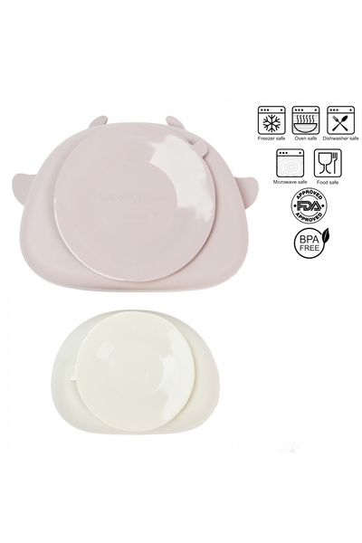 BabySnugg Set hranire bebelusi pentru diversificare din silicon 6+ luni, Roz Pudră