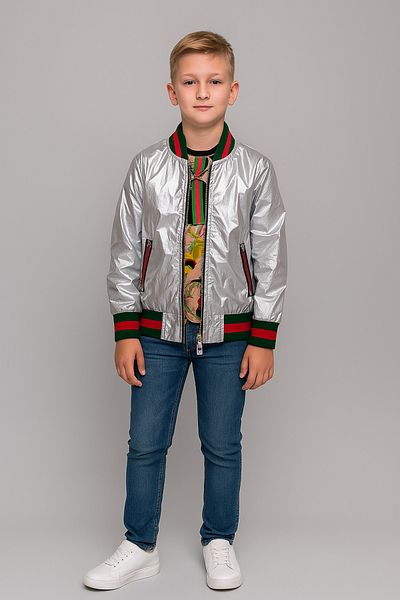 HÇ Hülya Çelik KİDSWEAR 2018 Men's Bomber Silver Raincoat