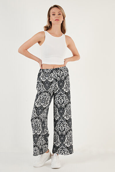 Lela Παντελόνι με μοτίβο ελαστική μέση με φαρδύ πόδι 5869018