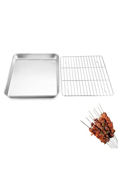 Generic مجموعة صينية خبز VAODO مع رف، صينية خبز من الفولاذ المقاوم للصدأ، صين...