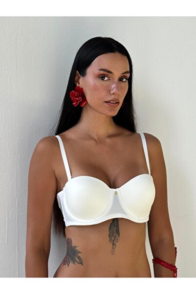 Cansoy Silicone Strapless Unpadded Ecru Bra (727)