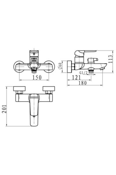 FERRO Baterie baie pentru cada Tina White, monocomanda, finisaj alb, cartus ceramic
