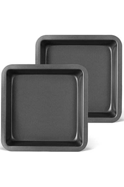 Generic صينية خبز الكيك Joyzzz، قطعتان 22.5×22.5×4.5 سم، صينية كيك مربعة متين...