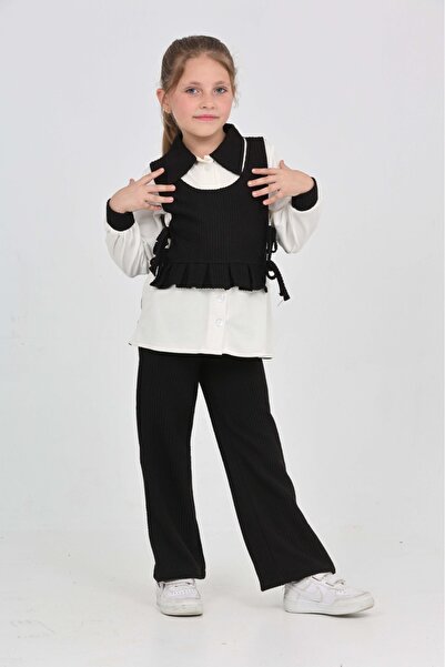 junior baby kids Set de trei piese pentru fete: cămașă, pantaloni, top