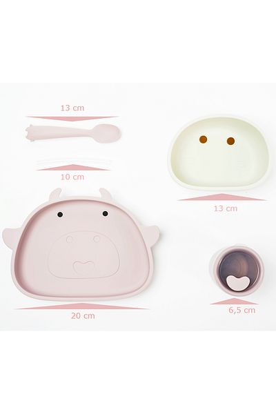 BabySnugg Silicone baby feeding set for diversification 6+ months, Powder Pink