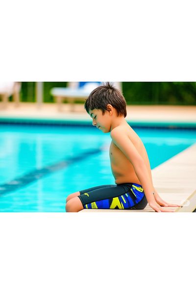 SPEEDO Hyperboom Panel Jammer Boy's Swimming Trunks Black-Yellow