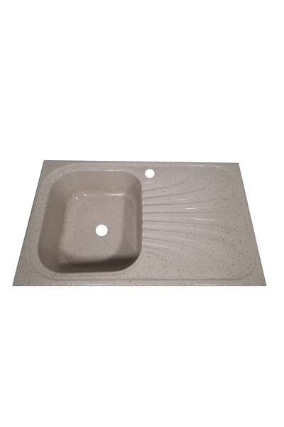 RAY Chiuveta de bucatarie,din compozit,crem marmorat,800 x 500 mm,stanga,montare pe blat, sifon inclus