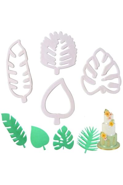 Generic ELECDON 4 قطع من قوالب البسكويت على شكل أوراق استوائية، قالب بسكويت ع...