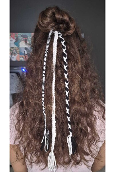 POEBGO FAMİLY'S Rasta Fan Braided Hair Rope with 3 Rubber Buckles