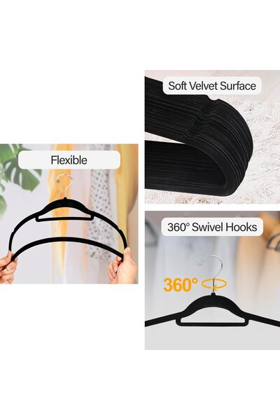 SHEWOW ON MART 24 PCs Premium Velvet Hangers Space Saving - 360° Swivel Hook Non-Slip & Durable Clothes Ha
