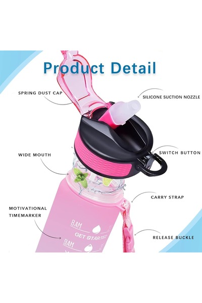 SUKILO 1 L Water Bottle - Motivational Water Bottle