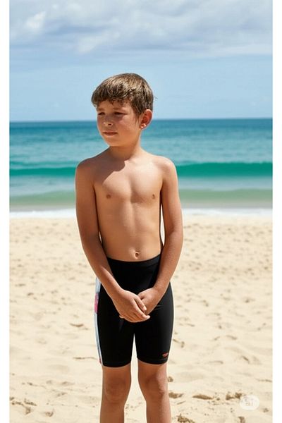 SPEEDO Digi Allover Panel Jammer Boy's Swimming Trunks Black-Orange