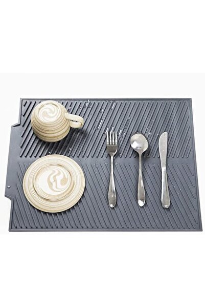 Generic Dish Drying Mat with Built-in Drain Lip for Kitchen Counter, Silicone...