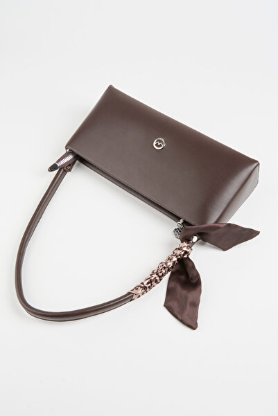 Vivaq Women's Elegant Bitter Brown Scarf Gifted Faux Leather Baguette Zipper Closure Hand and Arm Bag