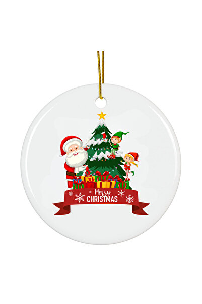 OEM Ornament Acrilic Craciun, 8 cm, brad Santa vintage