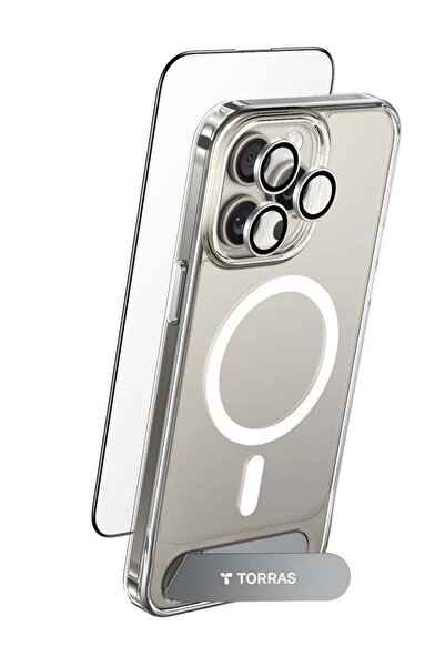 TORRAS مجموعة 3 في 1 من سلسلة حامل الحماية الكاملة لجهاز iPhone 15 pro
