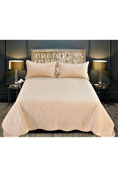 Casa Pucioasa Velvety, quilted bedspread set, Cappuccino, 3 pieces, 220 x 240cm, C08-210