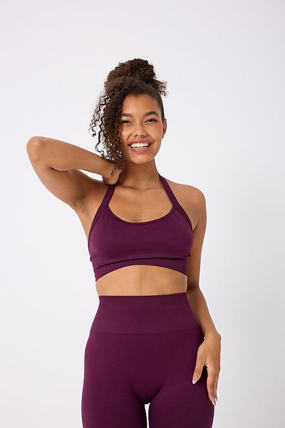FOREVER MORE Women's Halter Neck Sports Bustier & High Waist Shaper Shorts with Gathered Back Leggings Set