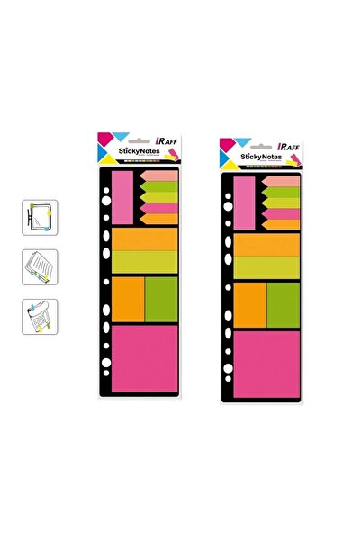 Raff ورق ملاحظات لاصق منظم نيون 25 ورقة (2 قطعة)