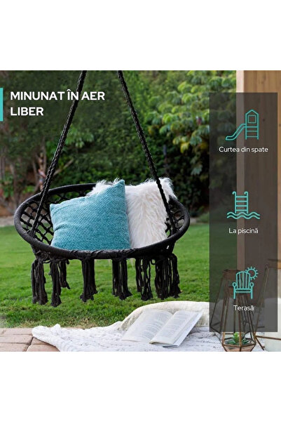 varioshop VarioShop® indoor/outdoor hanging hammock, for terrace, balcony, garden, metal frame