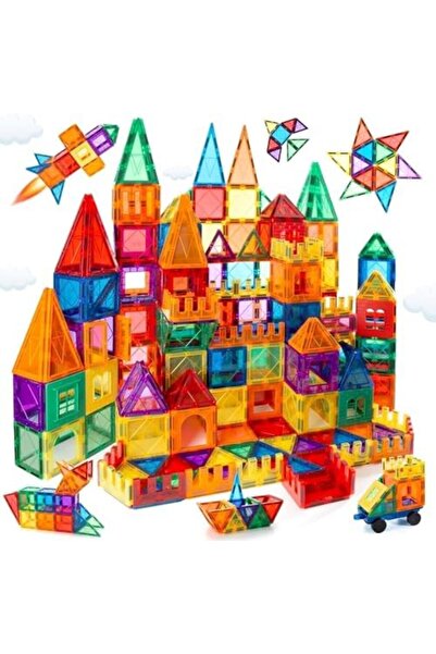 SKY TOUCH SKY-TOUCH Magnetic Tiles, 100 PCS Building Blocks Magnet Toys for Kids, 3D Magnet Puzzles Stacking B