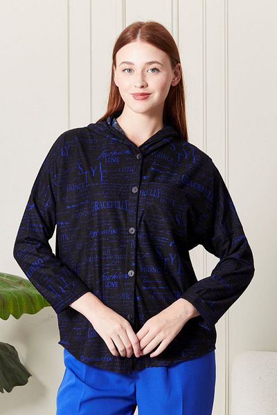 BNZ TEKSTİL Hooded Suede Velvet Fabric Women's Shirt
