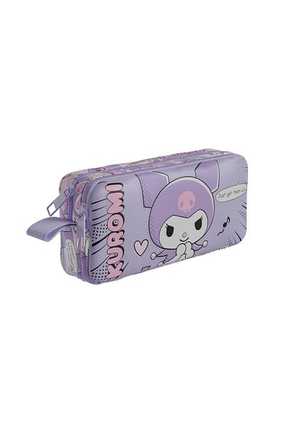 WİGGLE Kuromi Licensed Matte School Pencil Case Double Compartment Children's Cloth Pencil Bag