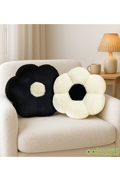 Özgüner Oyuncak Set of 2 Plush Daisy Pillows – Decorative and Comfortable Flower Pillows