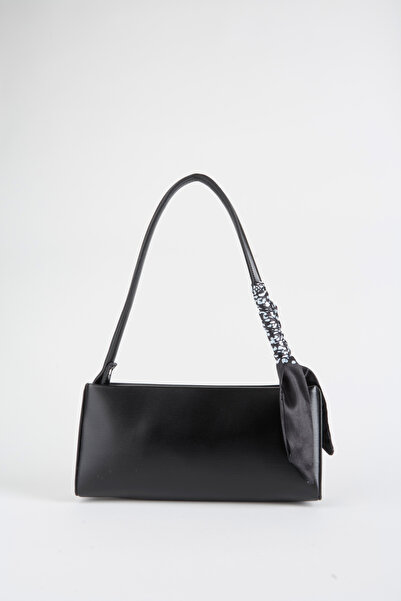 Vivaq Women's Elegant Black Scarf Gift Faux Leather Baguette Zipper Closure Hand and Shoulder Bag