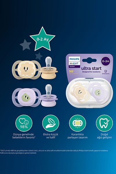 Philips Avent Ultra Start Night Pacifier, 0-2 Months