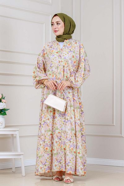 Sevitli Lily Floral Dress-Brown