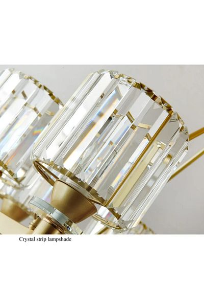 LUXXO Candelabru Olivia, 8xE14, corp aluminiu, decoruri cristal, 90x90x53cm, Auriu