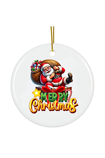OEM Ornament Acrilic Craciun, 8 cm, Santa decoratiune brad