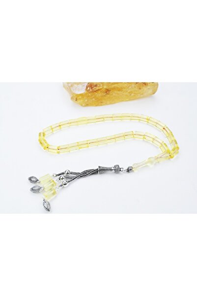 BlackCraft Kesme Model Gümüş Püskül Damla Kehribar Tespih