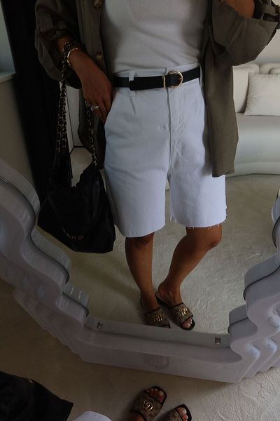 Özge Özgenç Denim Shorts with Cutout Belt