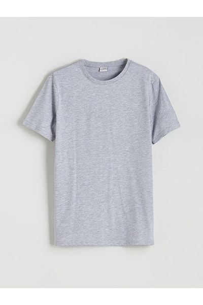 LC Waikiki Gray Crew Neck Basic Boy's T-Shirt