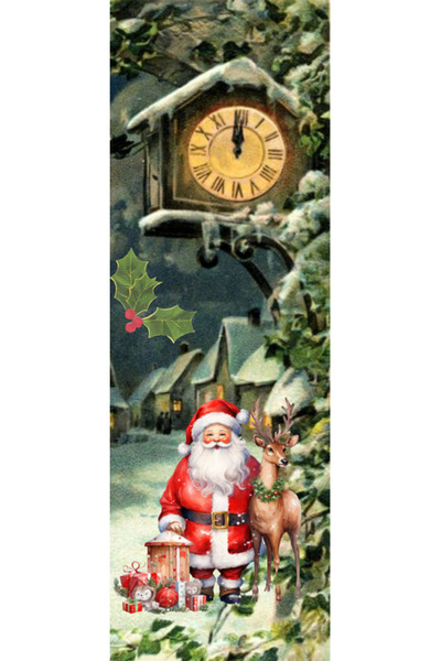 OEM Semn de Carte Craciun, 5x15 cm, 2 bucati, imagine Santa